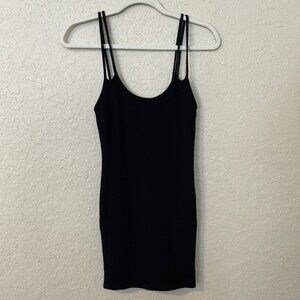 Zara Classic Black ribbed mini dress r